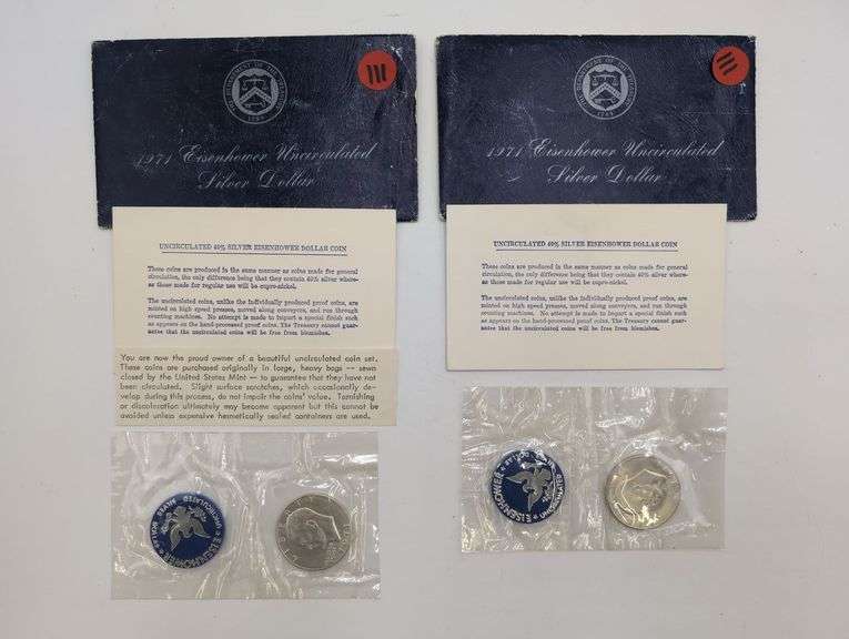 two 1971 Eisenhower silver dollars uncirculated image
