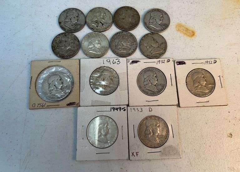 $7.00 Face Value Franklin Half Dollars mixed dates 90% silver image