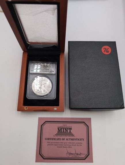 2016 one ounce American Silver Eagle First day Issue ANACS-MS70 in presentation case image