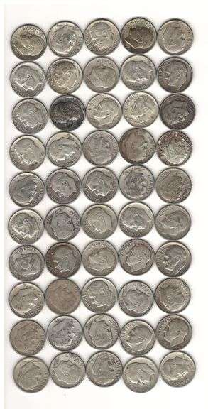$5.00 Face Value Silver Roosevelt Dimes image