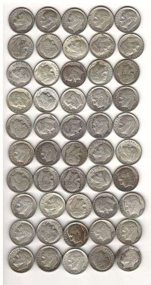 $5.00 Face Value Silver Roosevelt Dimes image
