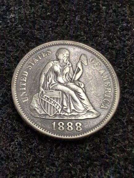 1888 SEATED DIME image