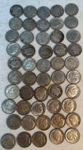 $5.00 Face Value 90% Silver Roosevelt Dimes image