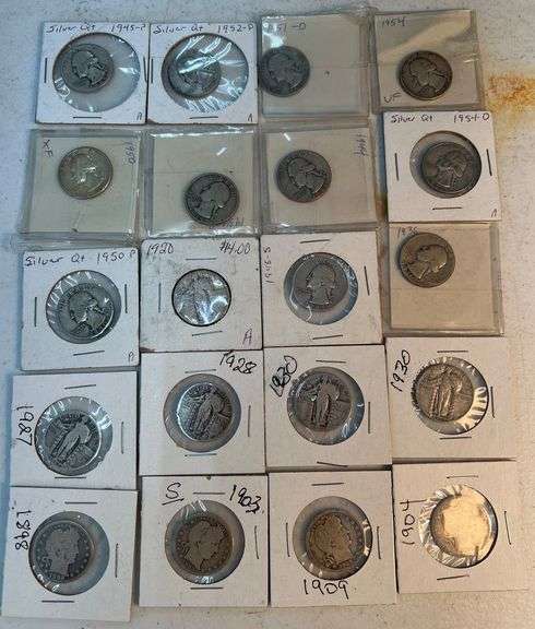 $5.00 Face Value 90% Silver Quarters, Includes Barber and Standing Liberty image