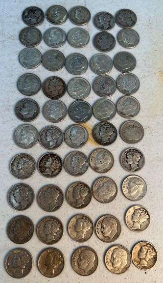 $5.00 face value 90% Silver mixed dimes image
