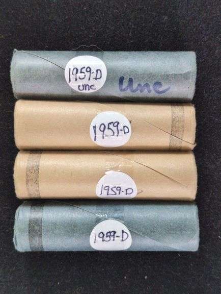 FOUR ROLLS 1959-D UNCIRCULATED JEFFERSON NICKEL ROLLS image