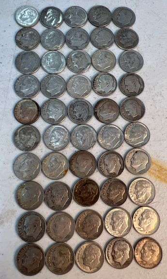 $5.00 face value 90% Silver Roosevelt Dimes mixed dates image