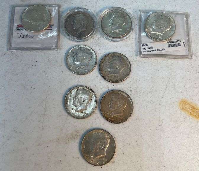 9 1964 Kennedy Half Dollars 90% silver image