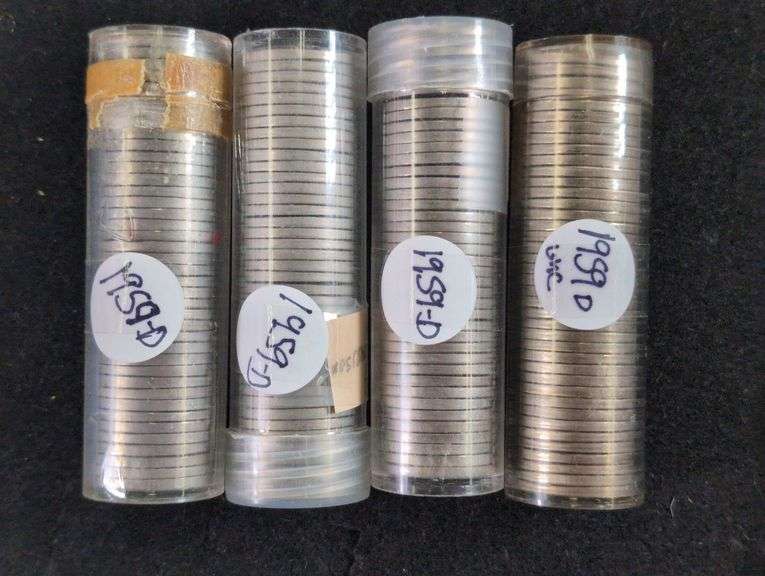 FOUR ROLLS 1959-D UNCIRCULATED JEFFERSON NICKEL ROLLS image
