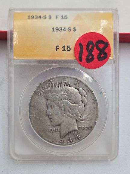 1934-S Silver Peace Dollar F-15ANACS image