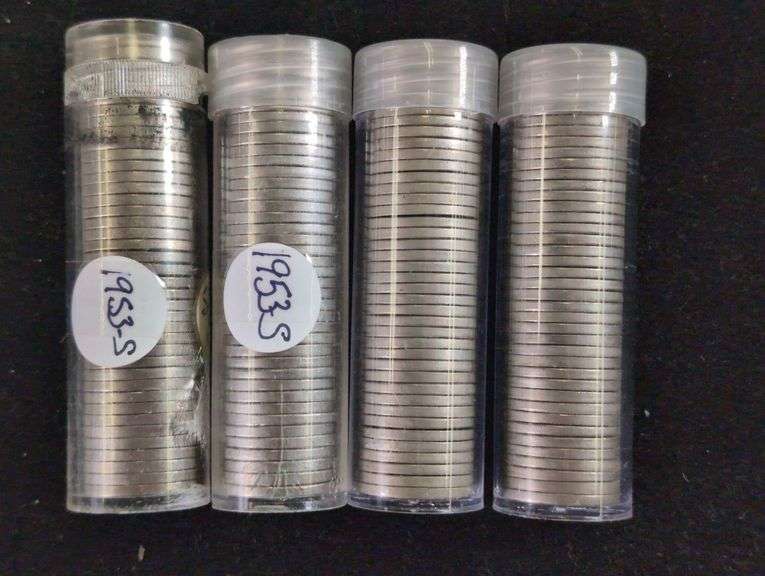 FOUR ROLLS 1953-S UNCIRCULATED JEFFERSON NICKEL ROLLS image