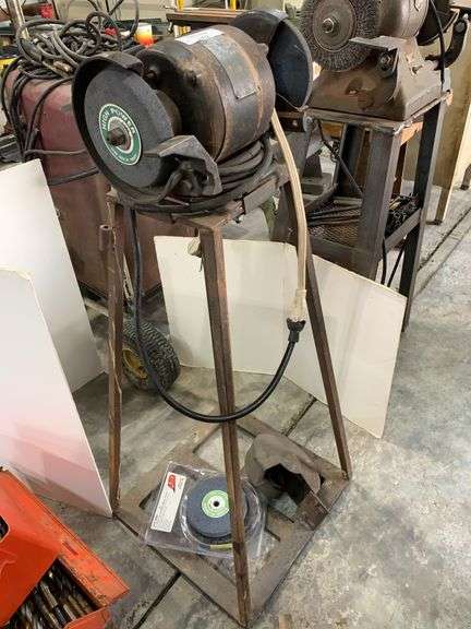 High Power Bench Grinder with Stand and Wire Wheel Brush image
