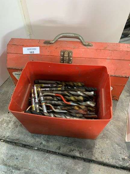 Metal Toolbox with Assorted Drill Bits image