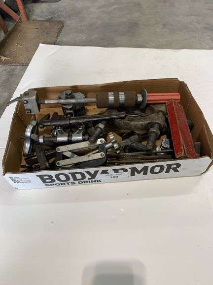 Assorted Automotive Tools Including Valve Guide Puller and Hydro-Power Injector Company Box image