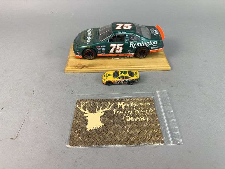 Remington #75 Rick Mast Race Car Model & 1912 Postcard image