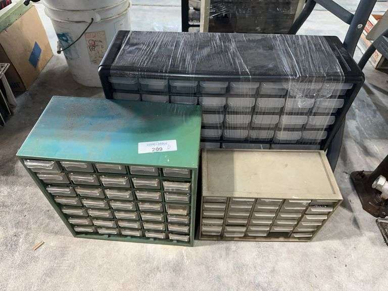 Three Drawer Storage Organizers with Contents image