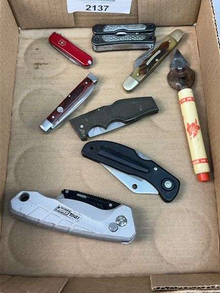 Box Lot of Pocket Knives and Bottle Opener image