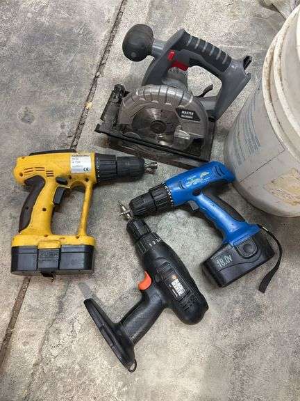 Bucket of Power Tools: Circular Saw and Cordless Drills image