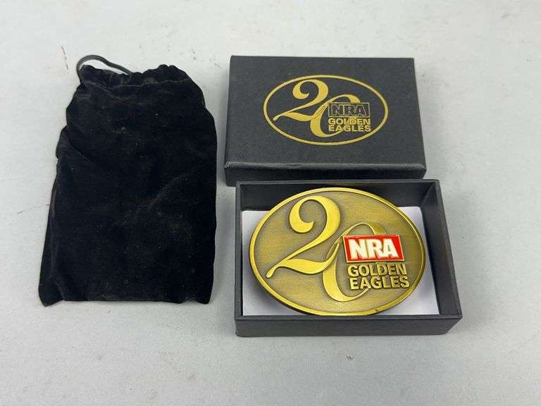 NRA Golden Eagles 20th Anniversary Belt Buckle with Box and Pouch image