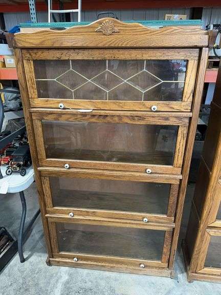Oak Barrister Bookcase with Glass Shelves