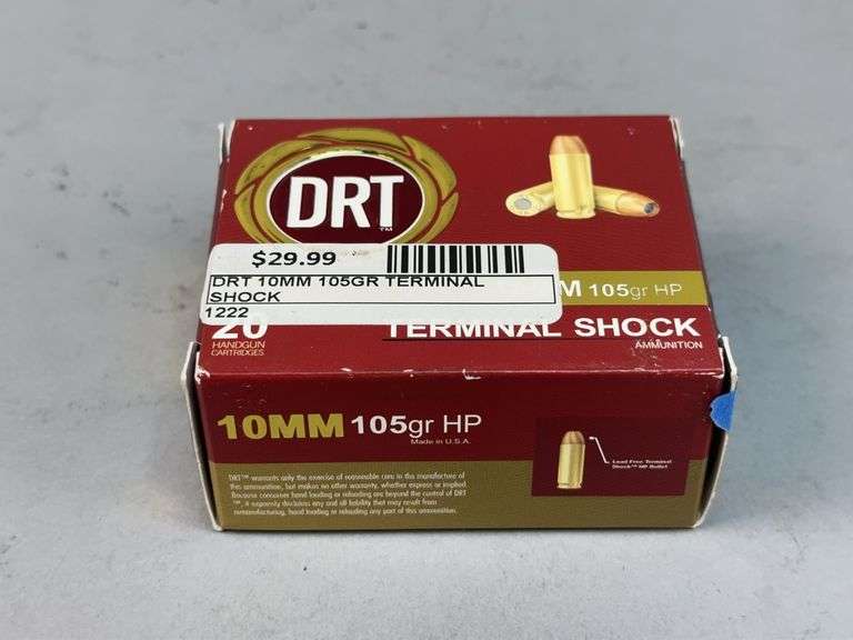 DRT 10mm 105gr Terminal Shock Handgun Cartridges - Full Box image