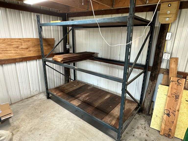 Industrial Metal Shelving Unit with Wood Shelves image