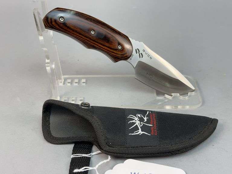 Buck Rocky Mountain Elk Foundation Knife with Sheath image