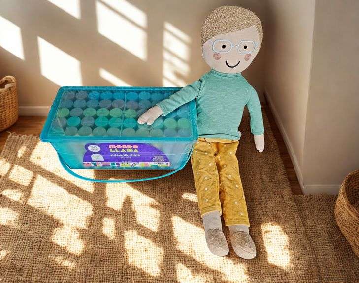 Soft Fabric Doll with Sidewalk Chalk