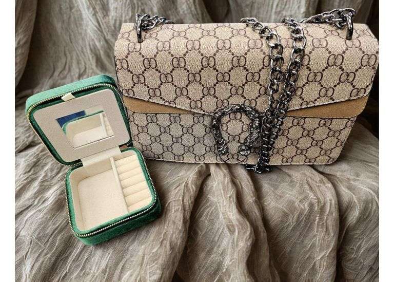 Brown Clutch Purse and Jewelry Box