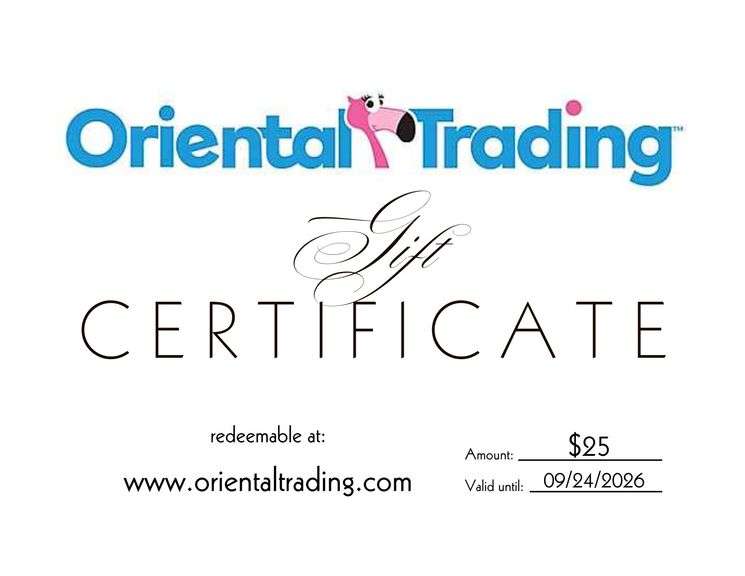 Oriental Trading Gift Certificate
