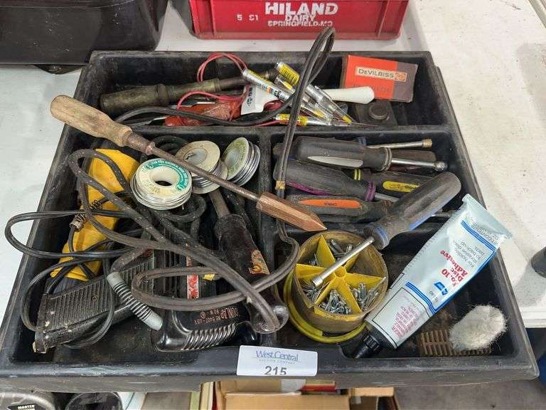 Toolbox with Soldering Irons, Screwdrivers, and Misc. Tools image