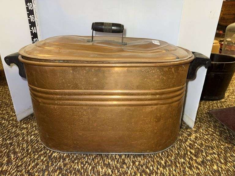 Large Copper Boiler with Lid and Handles image