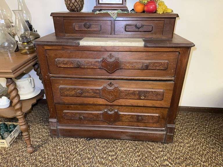 Dark Wood Chest of Drawers with Top Drawer Unit image