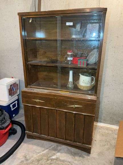 Display Cabinet with Sliding Glass Doors and Storage Base image