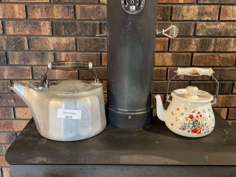 Two Teapots - Griswold Aluminum Teapot and Floral Teapot image