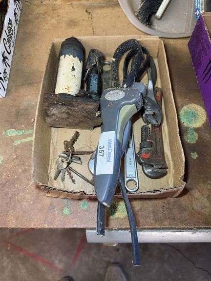 Box Lot of Assorted Tools - Wrenches, Pliers, GriWrench image