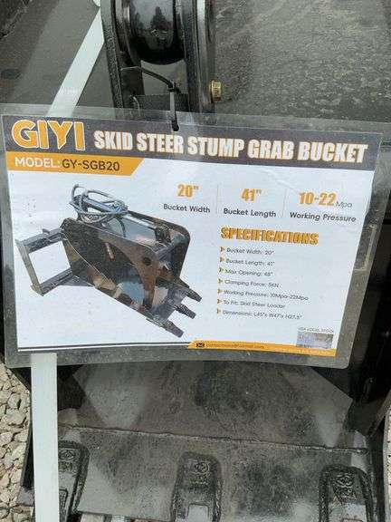 Skid steer stump grab bucket image