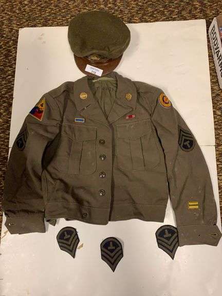 US Army Uniform Jacket & Hat with Patches image