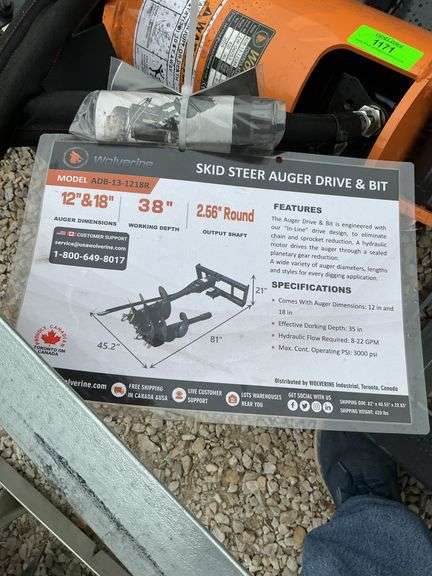 ADB-13-1218R Skid steer auger Drive and bit image