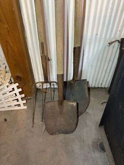 Lot of Shovels and Pitchfork - Farm Tools image