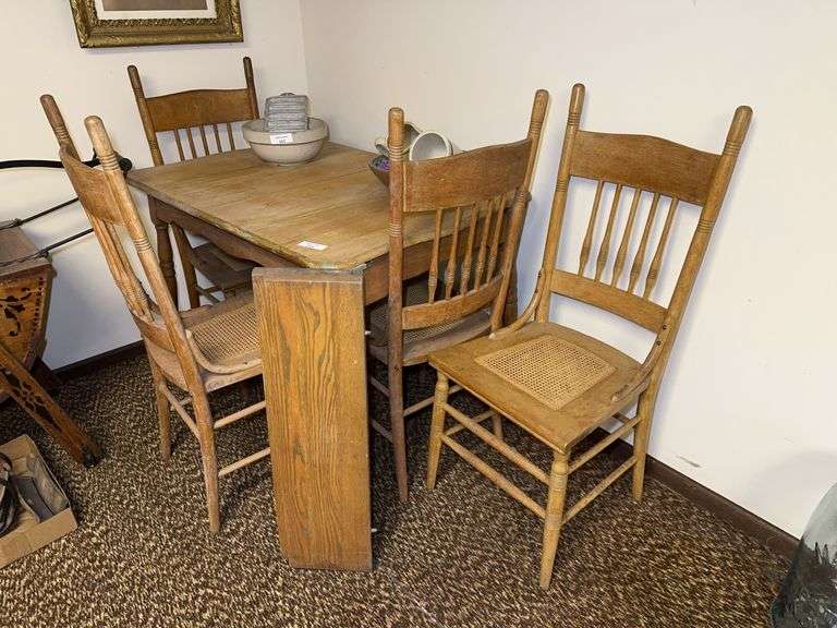 Wooden Kitchen Table with Four Chairs image