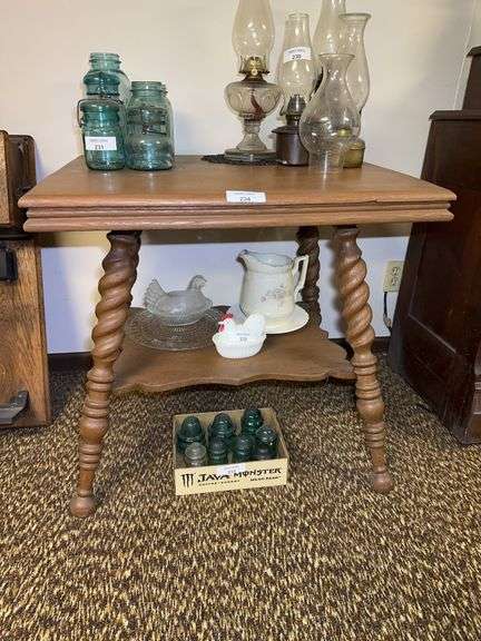 Small Wooden Table with Twisted Legs , NO CONTENTS image