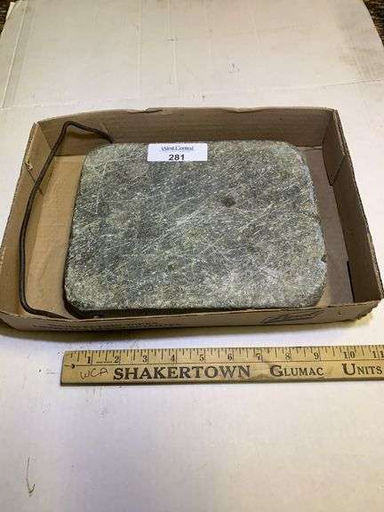 Vintage Gray Stone Bed Warmer with Metal Handle image