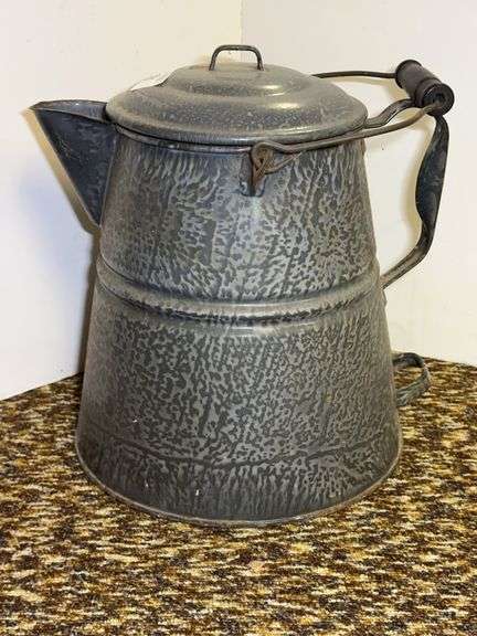 Speckled Gray Enamelware Coffee Pot image