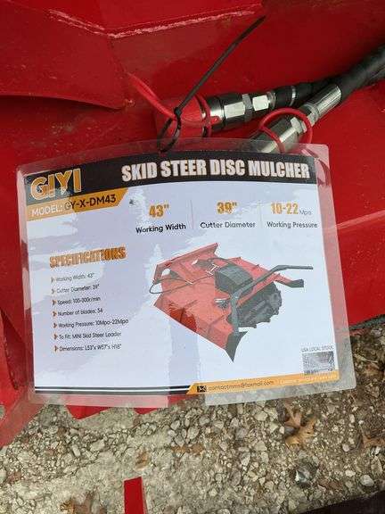 Mini skid steer disc mulcher  Lots 1034 through 1036 are identical image