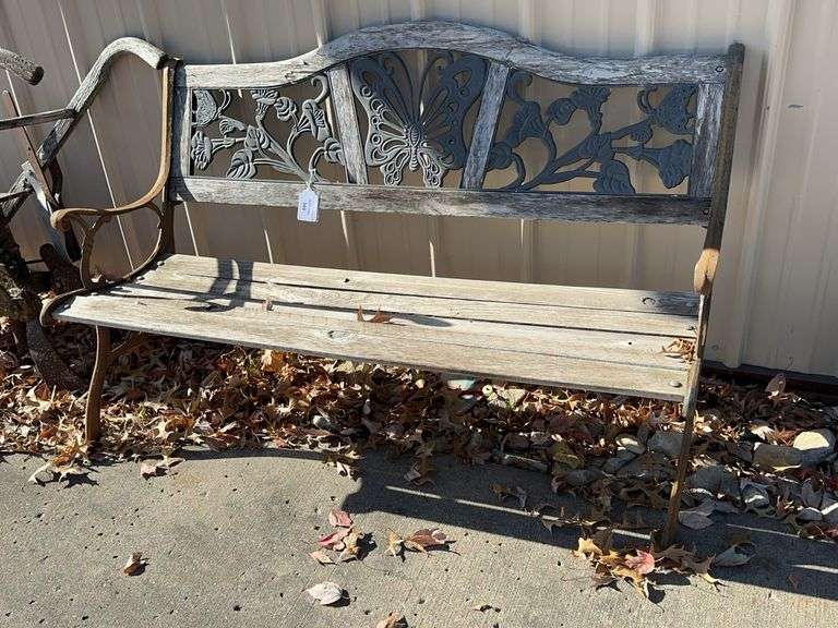 Decorative Garden Bench with Butterfly Design image