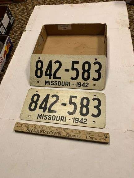 1942 Missouri License Plates Pair, Soybean fiberboard, NOT METAL image