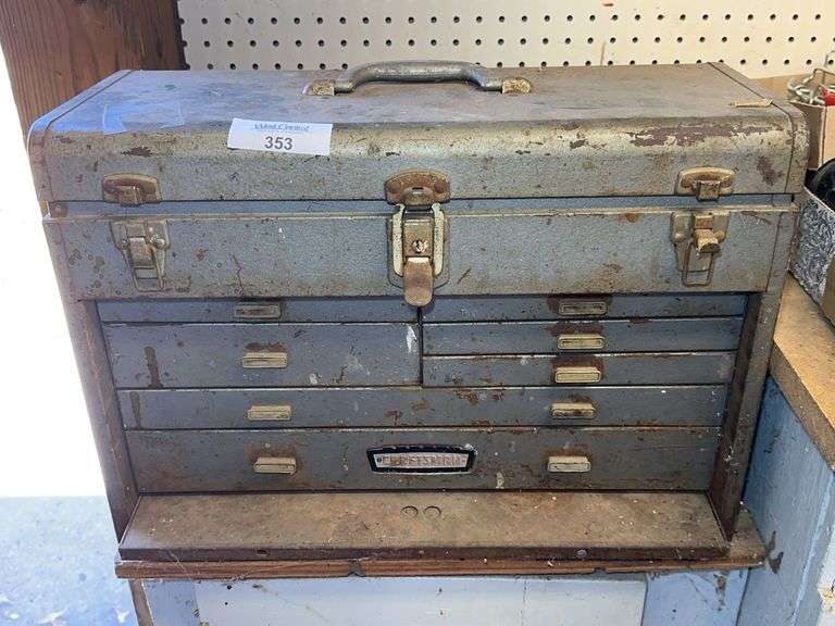 Craftsman Metal Tool Box with Assorted Tools and Hardware image