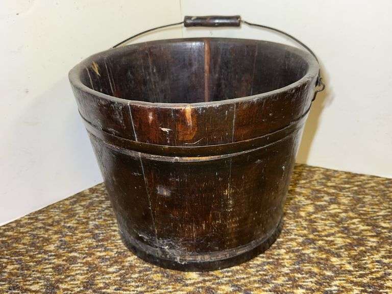 Wooden Bucket with Metal Handle image