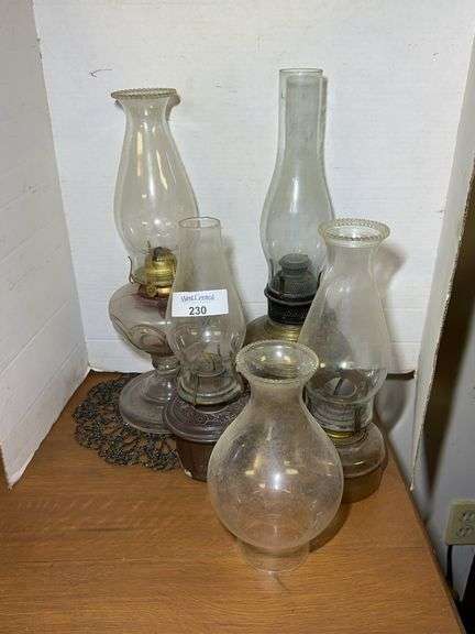 Collection of Oil Lamps with Glass Chimneys image